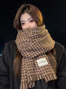 2024 Fall and Winter New Arrival Brown Plaid Thickened Scarf Atmosphere Classy Heattech Men and Women K-style Retro Easy Matching