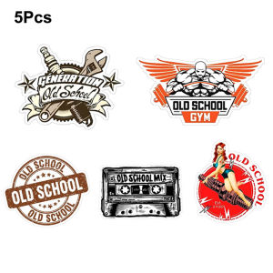 5Pcs Vintage Matte Motorcycle Stickers OLD SCHOOL Collection Decal Laptop Waterproof Pegatinas for Windshield Fuel Tank Mudguard