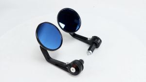 Motorcycle Rear View Mirror Black 7/8" Round CNC Cafe Racer Parts Motorbike Bar End Side Mirror Universal For Kawasaki