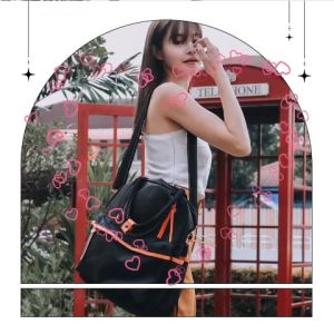 กระเป๋า สะพายผู้หญิง สีส้มดำ กระเป๋าสะพายข้าง กระเป๋าเดินทาง เป้สะพาย กระเป๋าถือ กระเป๋าเป้ สไตล์เกาหลี