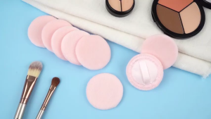 3Pcs Round Cotton Makeup Puff Pads with Strap Loose and Foundation Cosmetics Sponge Powder Puff Flocking Puff for Powder