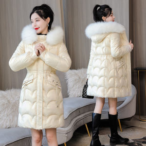 Yuaae Mùa Đông Phụ Nữ mỏng dài Parkas Áo Khoác 2023 Giản Dị cổ áo bằng lông lớn Đội Mũ Trùm Mũ Trùm Mũ Dày Ấm Parkas Áo Khoác áo khoác ngoài dành cho nữ Dài Parkas