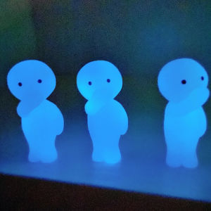 Bandai | 1-6Pcs Blind Box Glow In Dark Mini Blue Human Figurines Set Cute Luminous Doll Stress Relief Desk Bathroom Decor Ornament Toy