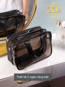 Túi đựng mỹ phẩm du lịch TPU chống thấm nước có 2 ngăn ướt khô