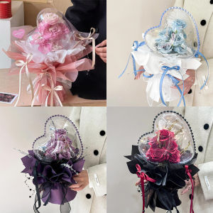 Valentines Day Romantic Heart Shaped Acrylic Plastic Ball Bouquet for Proposal Gift to Girlfriend Or Wife Floral Simulation