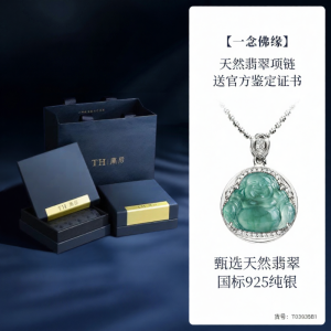 TH | Natural Blue Jade Maitreya Buddha Necklace Silver Gift