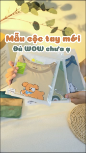 Bộ cộc tay phối chéo asbaby chất liệu poly lạnh co giãn 4 chiều cho bé trai bé gái size 9th-6 tuổi