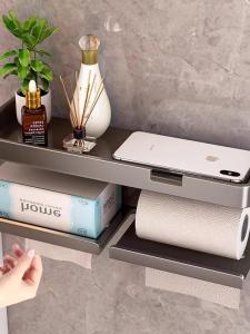 FaZ Bathroom Tissue Box Storage Rack Wall Mounted Toilet Paper Holder No Drilling Required Organizer for Bathrooms And Toilets