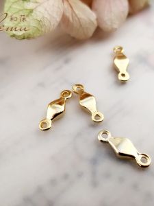 จี้รูปเพชรทรงสี่เหลี่ยมเล็กแบบห้อยคู่ชุบทองแดงทองแดง ขนาด 5x3 มม. อุปกรณ์ทำเครื่องประดับ DIY สำหรับผู้หญิง