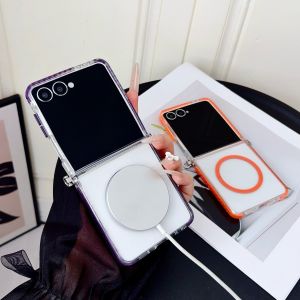 szhaiyu | Transparent Magnetic Wireless Charging Phone Case for Samsung Galaxy Z Flip 7 6 5 4 3 Flip7FE Flip6 Shockproof Protective Cover