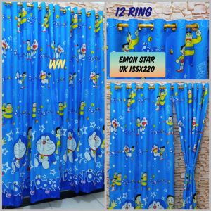 gorden minimalis  jendela ring 12 gorden tirai motif doraemon dan motif kerofi gorden smikring lebar 140  tinggi 150 200 230 model terbaru