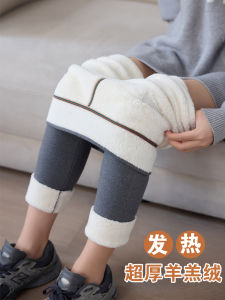 กางเกงผ้าฝ้ายหนาสำหรับผู้หญิงในฤดูหนาว กางเกงขายาวทรงหลวมเอวสูง ผ้าขนแกะหนา อบอุ่น กางเกงขายาวทรงหลวมสำหรับใส่ลำลอง