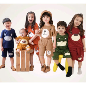 Setelan anak cewecowo startkids motif animal tees emotion set boy  stelan anak earth tone