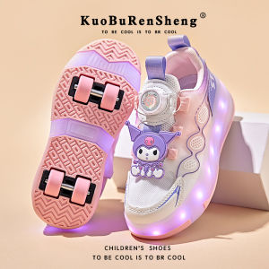 KUOBURENSHENG | Cute Cartoon Design Rotating Buckle Removable Glowing Roller Skates