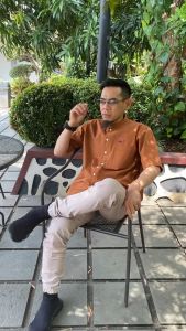 Kemko Koko Pria Abu Sulthan Lengan Pendek Baby Canvas Perlengkapan Sholat Kemeja Polos Atasan Cowok