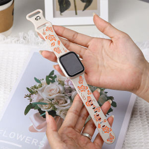 Engraved Strap for Watch Ultra 1/2 Bands 46mm 4mm 41mm 45mm 44mm 42mm 38mm 40mm Women Butterfly Pattern iWatch Silicone Band Series 10 9 8 7 6 5 4 3 SE