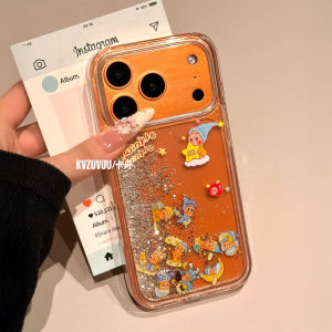 LIANGWU | Cute Cartoon Design Slide Liquid Case for iPhone Clear Hard Shell