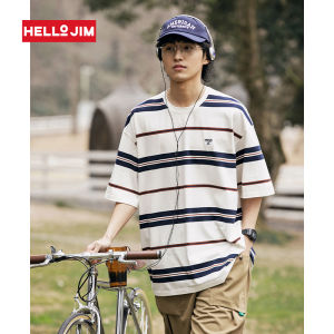 HELLO JIM Striped T-shirt for couple 2023 new style Oversize for men 100% cotton Embroidered logo T-shirt  K1794 Clearance