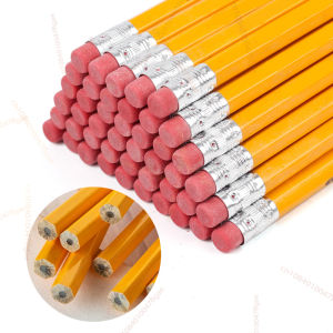 50/30/10 Pcs Yellow Pencils Bulk Wood Pencils with Erasers 2 HB Pencil Wood Cased for for School Writing Drawing Sketching