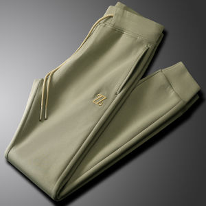 Spring Summer Mens Slim Fit Casual Sports Pants Air Cotton Space Cotton Embroidered Letter Cuffed Fashion Urban Style