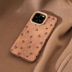 Ốp Điện Thoại Da Lộn Hoa Văn Sang Trọng Toàn Màn Hình Chống Sốc Cho iPhone 16/15/14 Plus/13/12/11 Pro Max