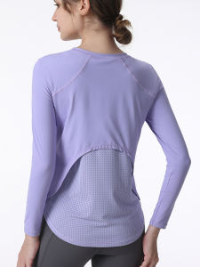 Womens Loose Yoga Top for Running Training Breathable Fitness Wear Long Sleeve Slimming Sport Shirt for Spring