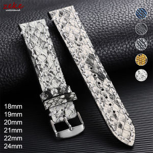 Handmade Snake Pattern Leather Strap 18/19/20/21/22mm Black Business Genuine Leather Strap Ultra Thin and Soft Watch Accessories