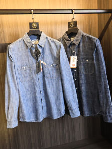 Peonies Fabric! Smooth Comfortable! Autumn Men Pure Color Washed Soft Lapel Long Sleeve Shirt Outwear