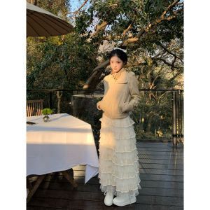 กระโปรงยาวผ้าตาข่ายสีอ่อนสำหรับผู้หญิง กระโปรงทรงเอหลายชั้น กระโปรงทรงเอ ชุดราตรี ฤดูใบไม้ผลิ 2025 กระโปรงสั้นทรงเอ