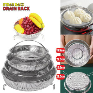 [Warm Homie]Stainless Steel Steamer Rack  Vegetable Steaming Basket with Handle Versatile Drain Basket  Household Anti-Scalding Steamer Tray  Kitchen Cookware