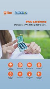 OLIKE DORAEMON TRUE WIRELESS BLUETOOTH EARPHONE EARBUDS TWS RING RETRO