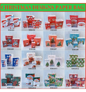 10 Per Pack! Christmas Paper Bag Carrier Xmas Gift Bags