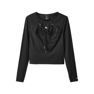 Skechers | Trendy Retro Casual Round Neck Slim Long Sleeve Top
