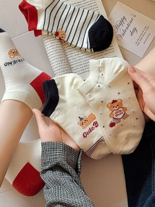 Spring Summer Bear Short Socks Absorbent Sweat No Brand Registered Trademark Sport Outdoor Accessories Handbags
