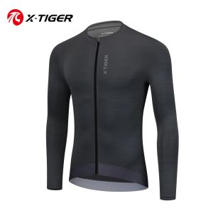 X-TIGER Cycling Jersey Long Sleeve Zipper Sports Mens cycling shirt Professional Slim Fit Bicycle clothing Man cycling maillot