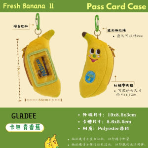 GLADEE Plush Card Holder with Retractable Rope Zipper Coin Pocket Storage Small Bag Hanging Ornament Original Design Gift