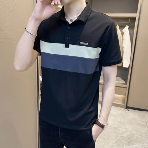 Áo Thun Polo Nam Tay Ngắn Mùa Hè 2025 Mới Có Cổ Tay Ngắn Sọc Mát Mẻ Thời Trang Công Sở Cotton Polyester Co Giãn