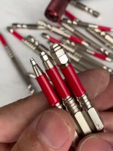 Red S3 Titanium Plated Hex Screwdriver Bits 1.5mm To 6mm With Strong Magnet For Power Drill Construction Work
