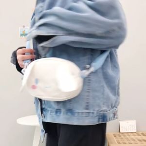 20CM 3D Sanrio EAR shoulder crossbody coin purse multi-purpose pencil cosmetic SLING bag Pouch adjustable strap