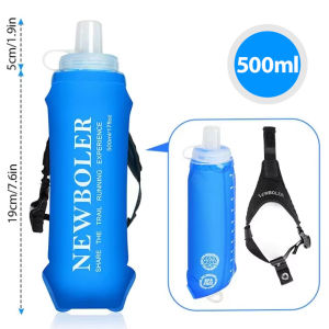 NEWBOLER Foldable Wristband Water Bottle 500ml Soft Bottle TPU Moisturizing Water Bottle Running Fixed Anti Slip Outdoor Sports