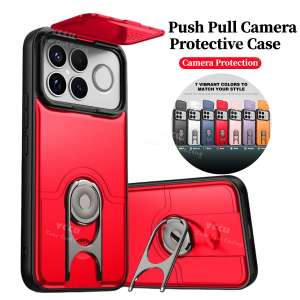 Xiaomi 17T Slide Camera Cover Rotating Stand Phone Case For Xiaomi 17ProMax 17T 17 15Ultra 15T 14T Pro Minimalist Red Shockproof Protective Case
