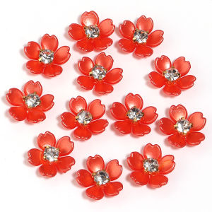 50pcs/lot Pearl Rhinestone Bauhinia Flower Acrylic Beads Flat Back Loose Bead for DIY Phone Case Jewelry Decor Accessories 