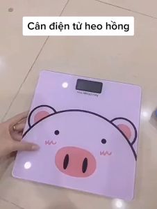 CÂN VUÔNG HÌNH HEO 180KG cân sức khỏe họa tiết dễ thương cân điện tử theo dõi sức khỏe gia đình có đồng hồ hiển thị personal scale for family hàng xịn loại tốt bền đẹp giá rẻ