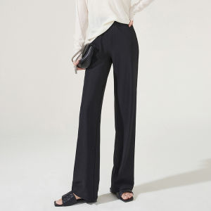 Quần Ống Rộng Cạp Cao Màu Đen Cho Nữ Mùa Thu 2025 Quần Ống Đứng Màu Trắng Cạp Cao Rộng Rãi Quần Ống Rộng Ống Đứng Cho Nữ