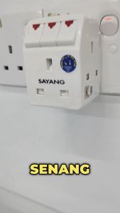 SAYANG 3 Way Adaptor Adapter With Individual Neon Switch Safety 13A Extension Plug Socket SIRIM approved plak 3 hala
