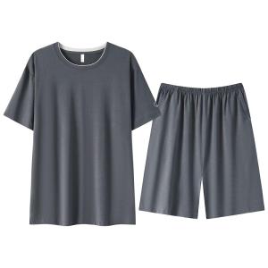 MiiOW | ชุดนอนผู้ชายแขนสั้นทรงหลวม MiiOW Cat ผ้าโมดอล 2025 ฤดูร้อน ชุดนอนลำลอง 2 ชิ้น แขนสั้น สีพื้น ไซส์ใหญ่ ชุดนอนลำลอง