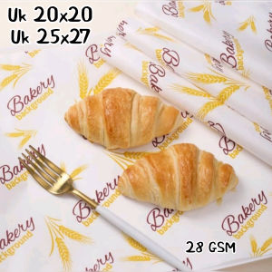 Kertas Baking Laminasi / Wax Paper Motif BAKERY GANDUM uk 20 x 20 cm (100 PCS)