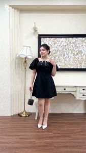Đầm bổ mảnh phối dây buộc tay cánh tiên BIGSIZE (55kg đến 95kg) - 23SD39 - [BUstu Bigsize]