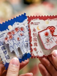 แม่เหล็กติดตู้เย็นอะคริลิกดอกกุหลาบ ดอกกุหลาบดอกไม้กระดาษ ตกแต่งบ้าน สไตล์วินเทจอเมริกัน ดอกไม้กระดาษ จีนแผ่นดินใหญ่