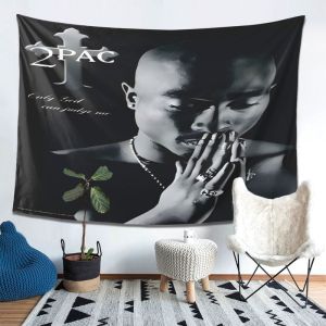 VIKAMA Chân Dung Đen Trắng Cầu Nguyện Thánh Giá Hip Hop Tấm Thảm Treo Tường Vải Polyester Trang Trí Nhà Cho Phòng Ngủ Phòng Khách Ký Túc Xá